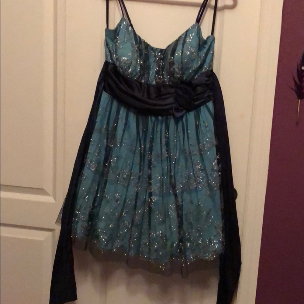 Blue Formal Dress with Attached Sash